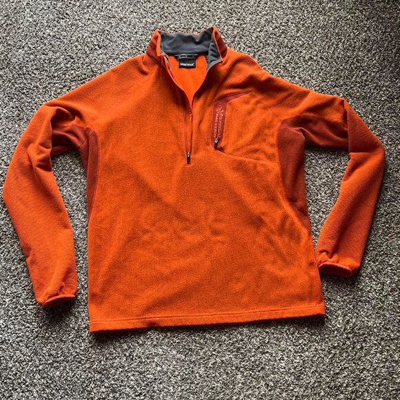 Marmot Orange Half Zip Fleece, Men's Fall  Fleece XL Jacket, Comfy Jacket - Picture 2 of 6